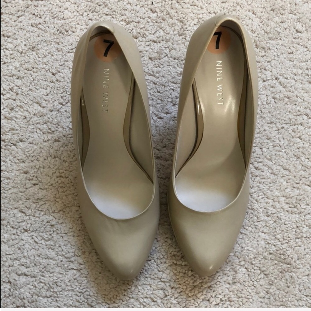 Like-New, Nine West, Beige/Neutral, Leather, Pumps